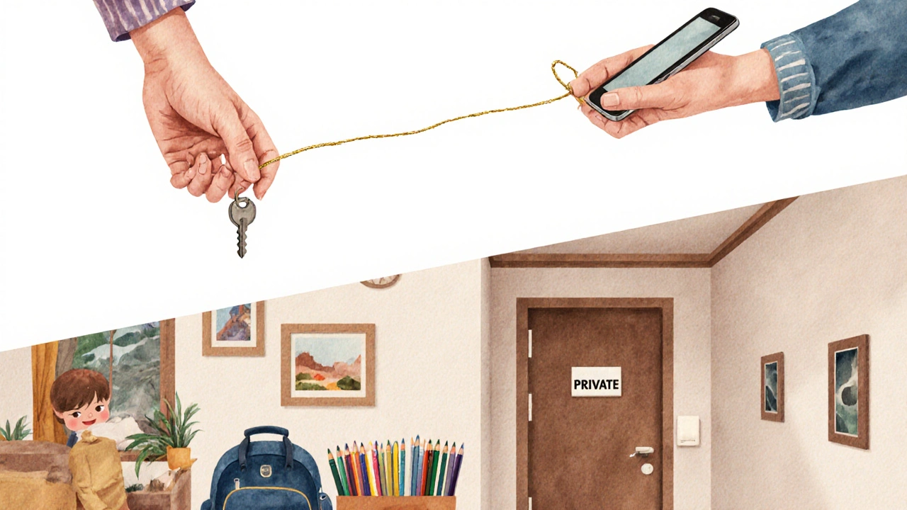 A mother&#039;s hands connecting home and work life, symbolizing balance and protection.