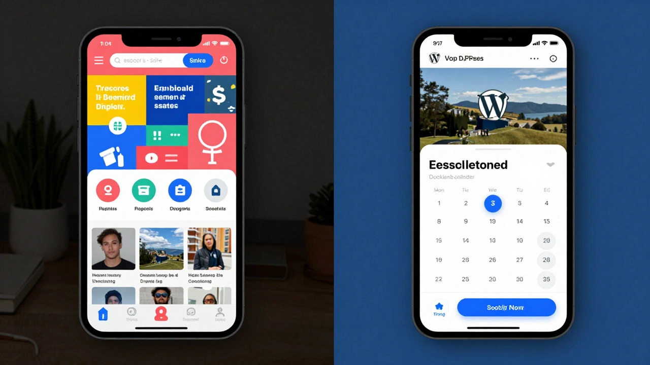 Side-by-side comparison of a cluttered vs. professional mobile-friendly escort website.